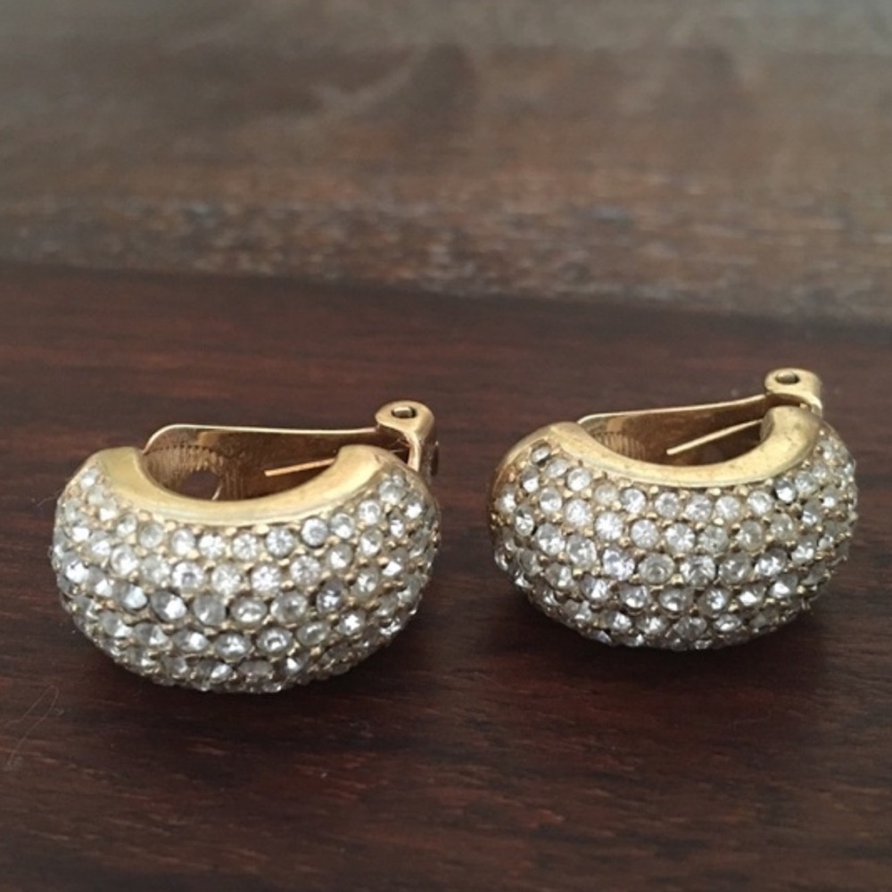Christian Dior Pave Clip Earrings in gold  Vintage